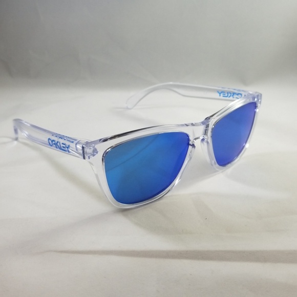 clear and blue oakleys